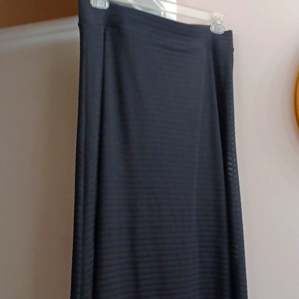 INC Black On Black Skirt -Sheer Horizontal Stripes